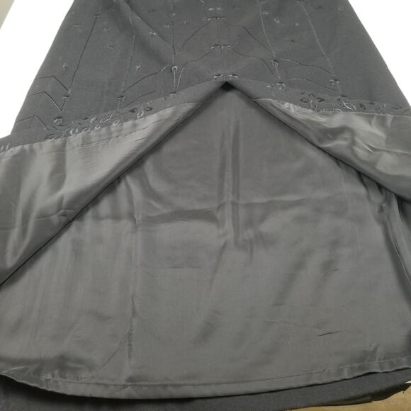 Talbots Black Floral Embroidery Wool Blend Maxi Skirt Special Stunning 4 P - Picture 3 of 5